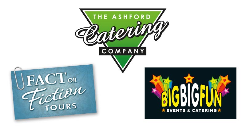 Logos for Ashford Catering Company, Fact or Fiction Tours & Big Big Fun