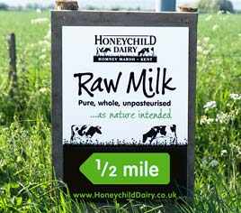 Honeychild Dairy sign