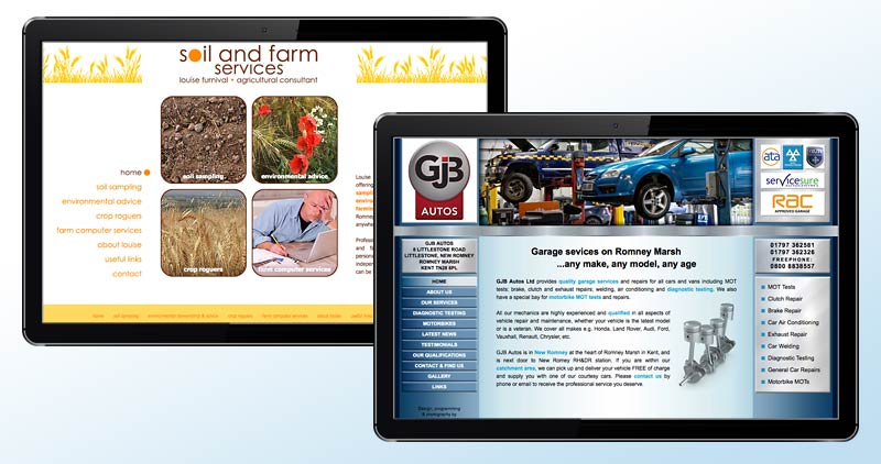 Soil & Farm Services and GJB Autos websites